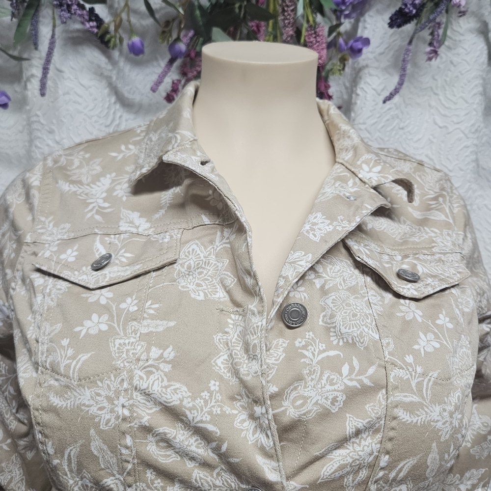 Croft & Barrow Tan Jean Jacket Fitted Waist-Length - Picture 2 of 7